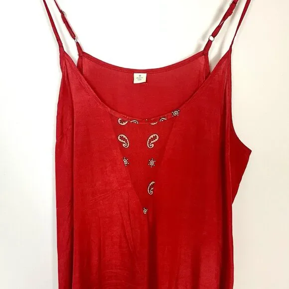 Sundance Briela Bandana Western Cowgirl Print Bohemian Midi Dress Red Sz Medium - Picture 11 of 13